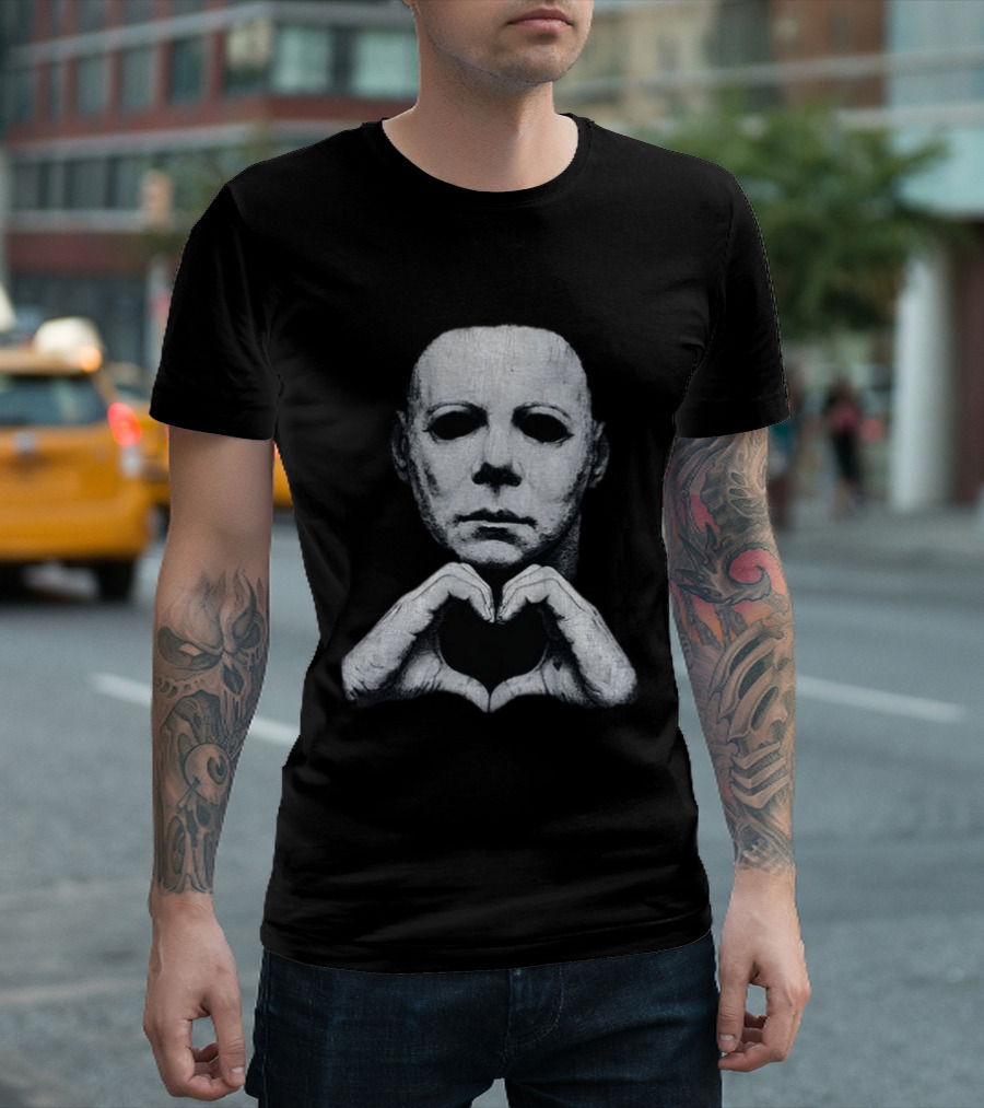 Michael Myers Heart Hands Iconic Horror Character Gesture T-Shirt
