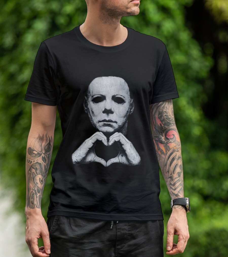 Michael Myers Heart Hands Iconic Horror Character Gesture T-Shirt