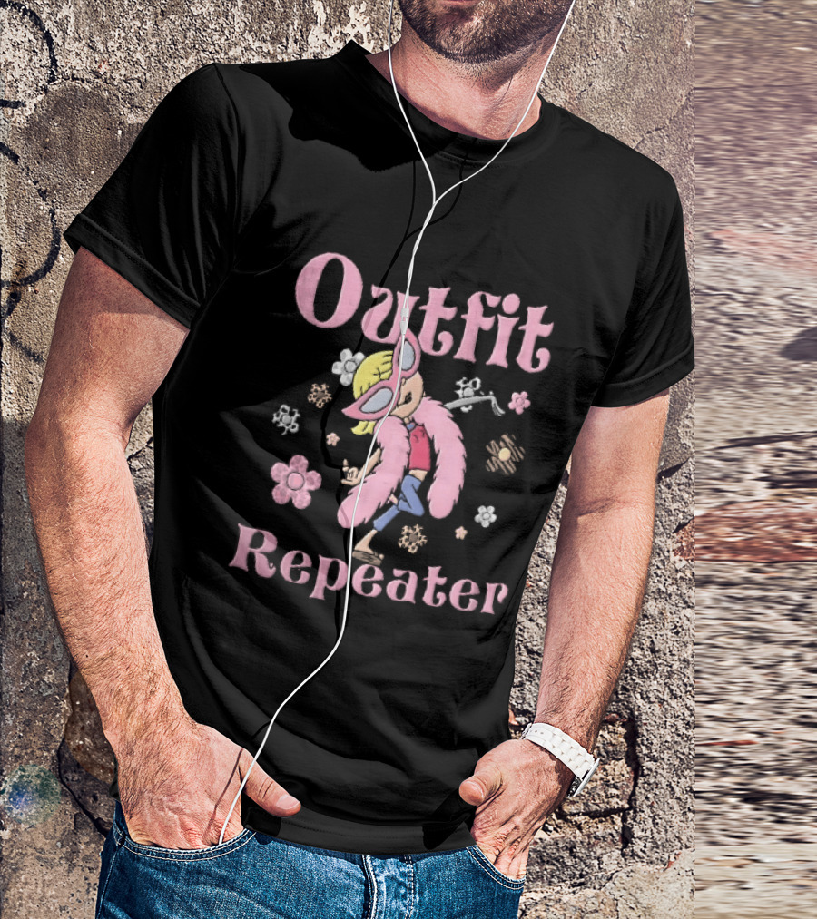 Outfit Repeater Cartoon Girl Pink Sunglasses Floral T-Shirt
