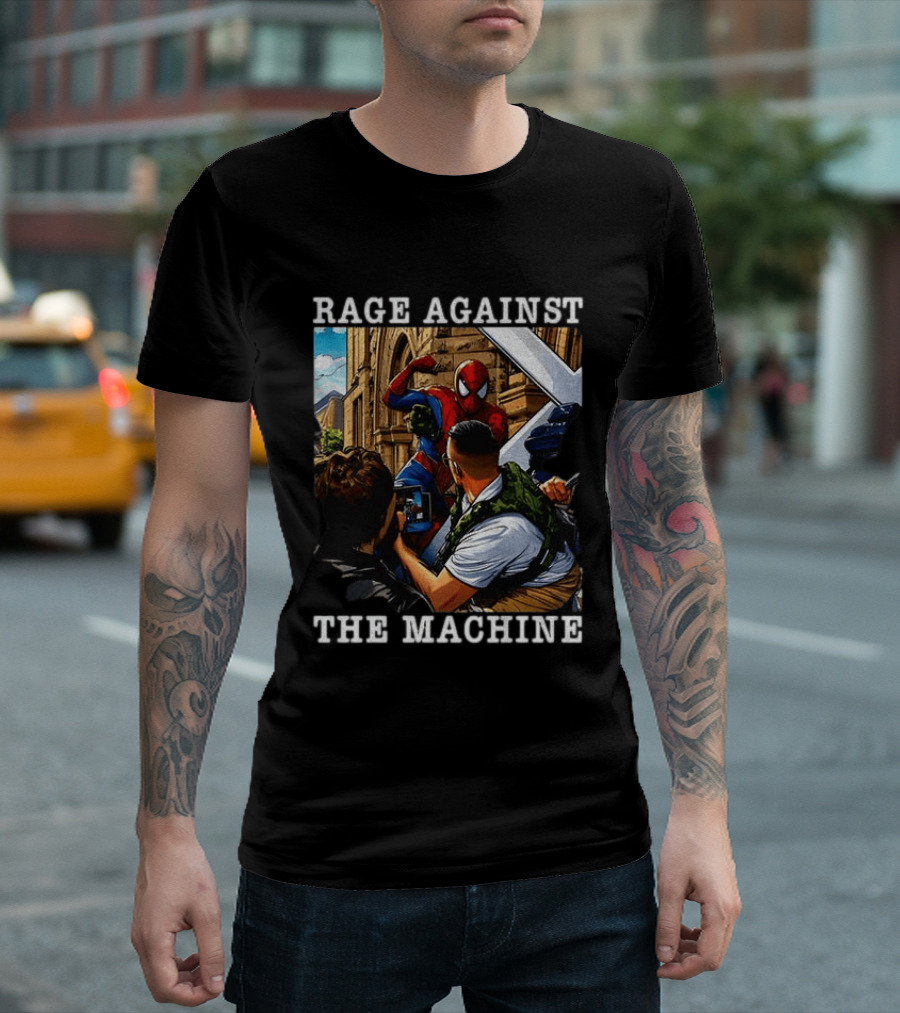 Rage Against The Machine Spider Man Bold Street Art Scene T-Shirt
