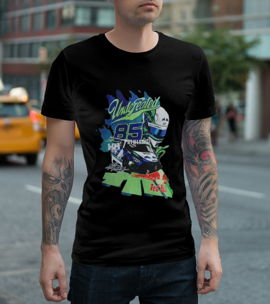Undefeated 85 Athletics Red Bull Helly Hansen Race Car Helmet Splashes T-Shirt