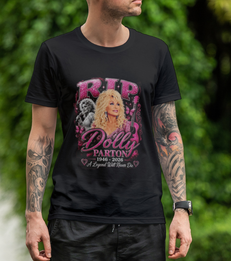 RIP Dolly Parton 1946 2026 A Legend Will Never Die Butterfly Guitar Image T-Shirt