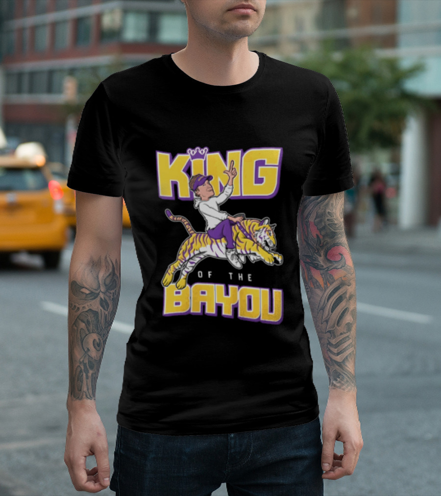 King Of The Bayou Lane Kiffin Tiger Riding T-Shirt