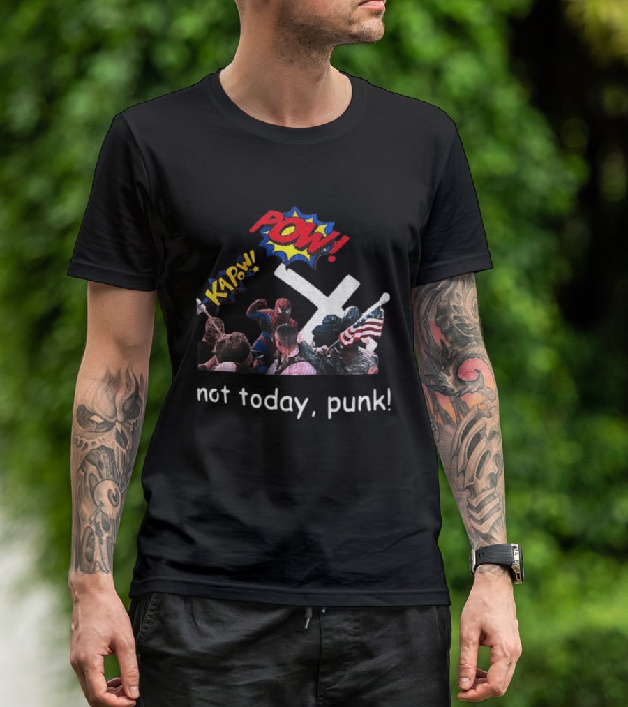 Spider Man Marvel Hero Anti Racist POW Kapow Not Today Punk T-Shirt