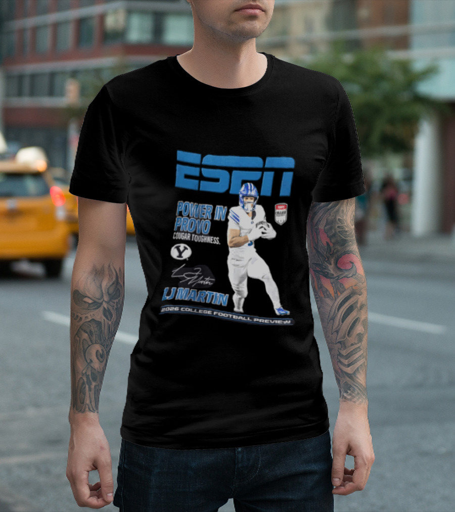 ESPN Power In Provo BYU Football LJ Martin 2026 College Football Preview T-Shirt