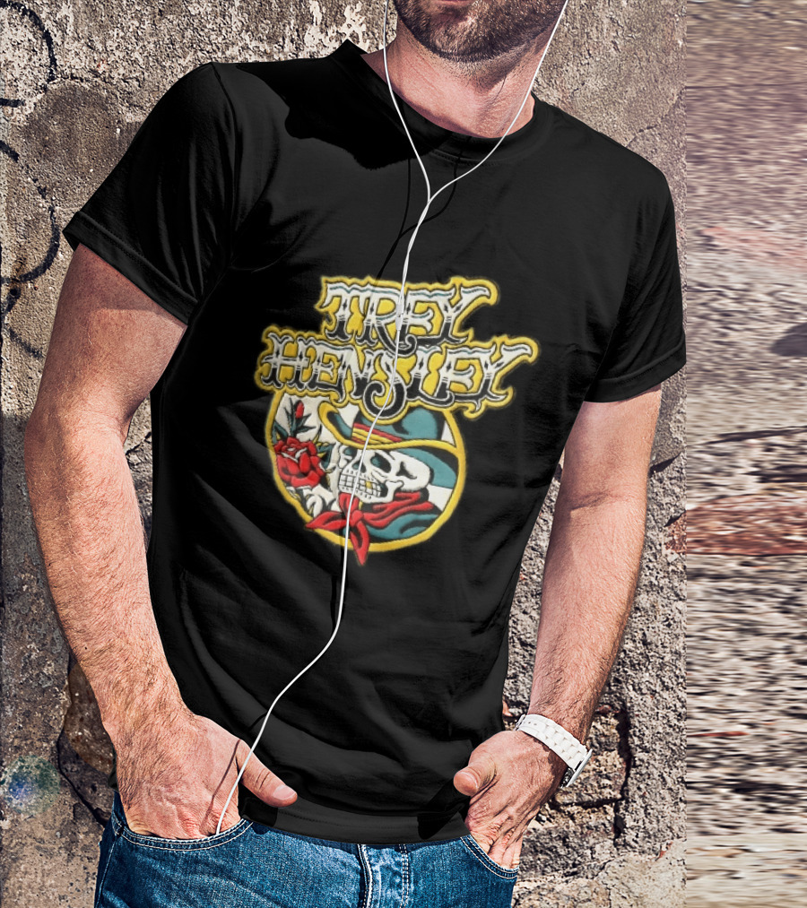 Trey Hensley Skeleton Cowboy Red Rose Traditional Tattoo T-Shirt