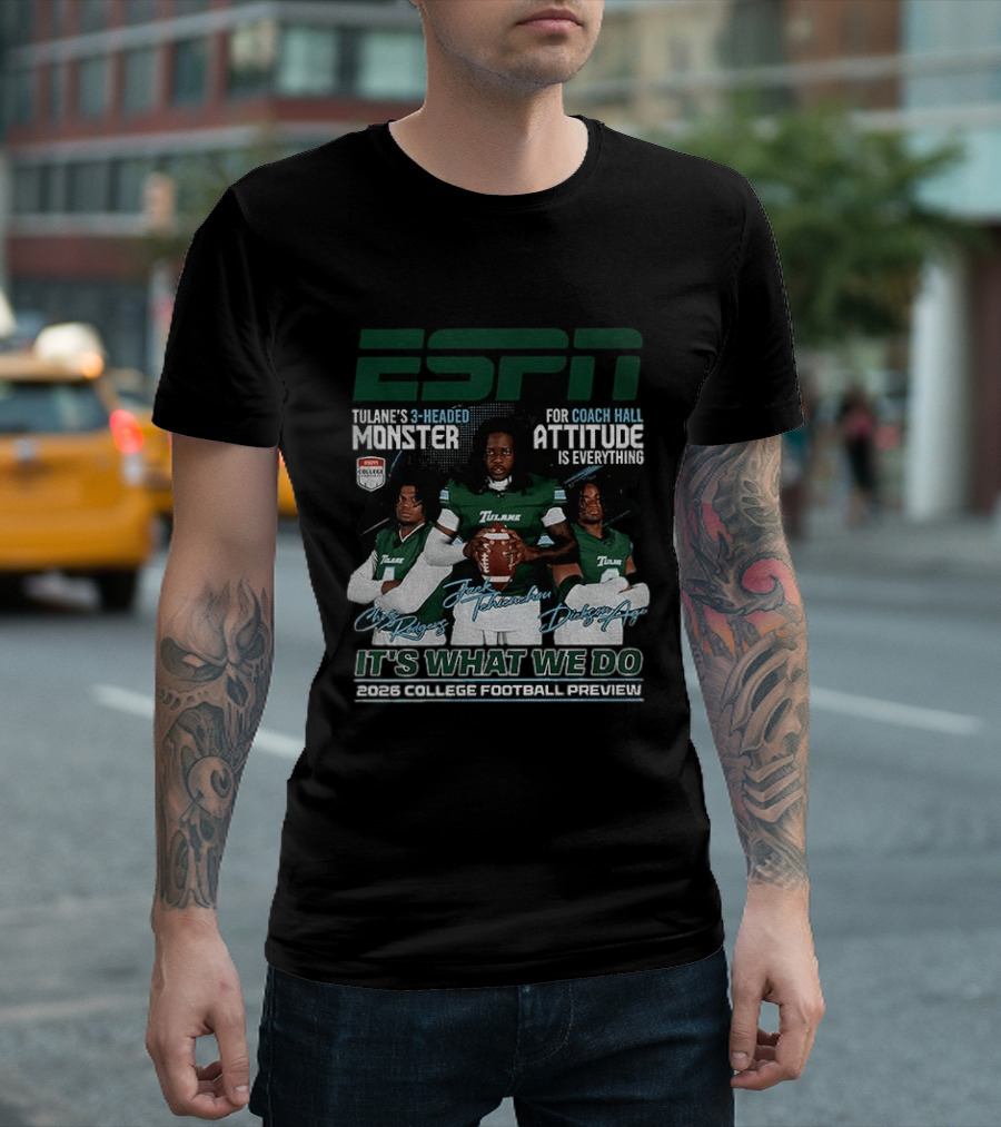 ESPN Tulane's 3 Headed Monster Chris Rodgers Jack Tehienchou Dickson Agu College Football Preview T-Shirt