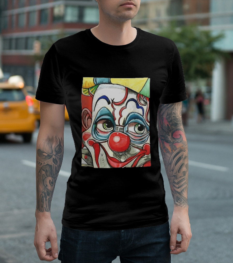 Viktor Clown With Red Nose And Green Eyes Caricature Painting T-Shirt
