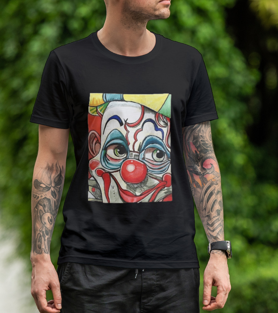 Viktor Clown With Red Nose And Green Eyes Caricature Painting T-Shirt