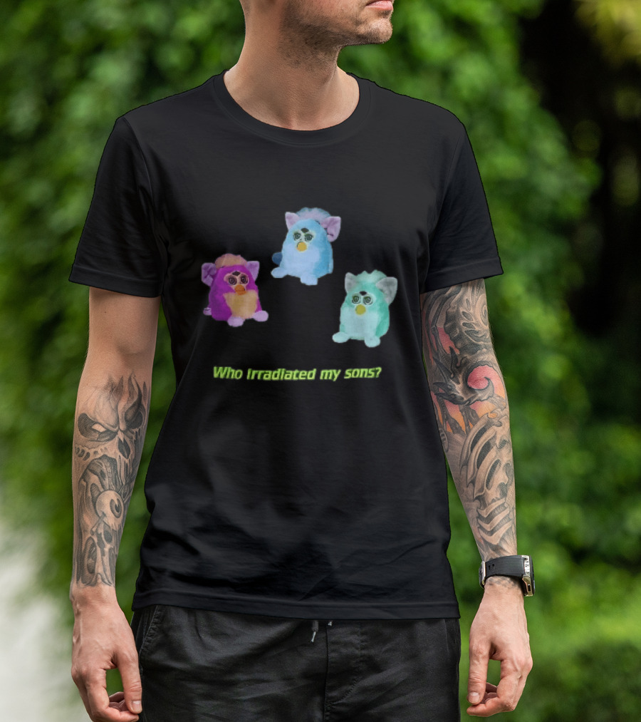 Who Irradiated My Sons Three Glowing Furby Toys Dark Neon T-Shirt