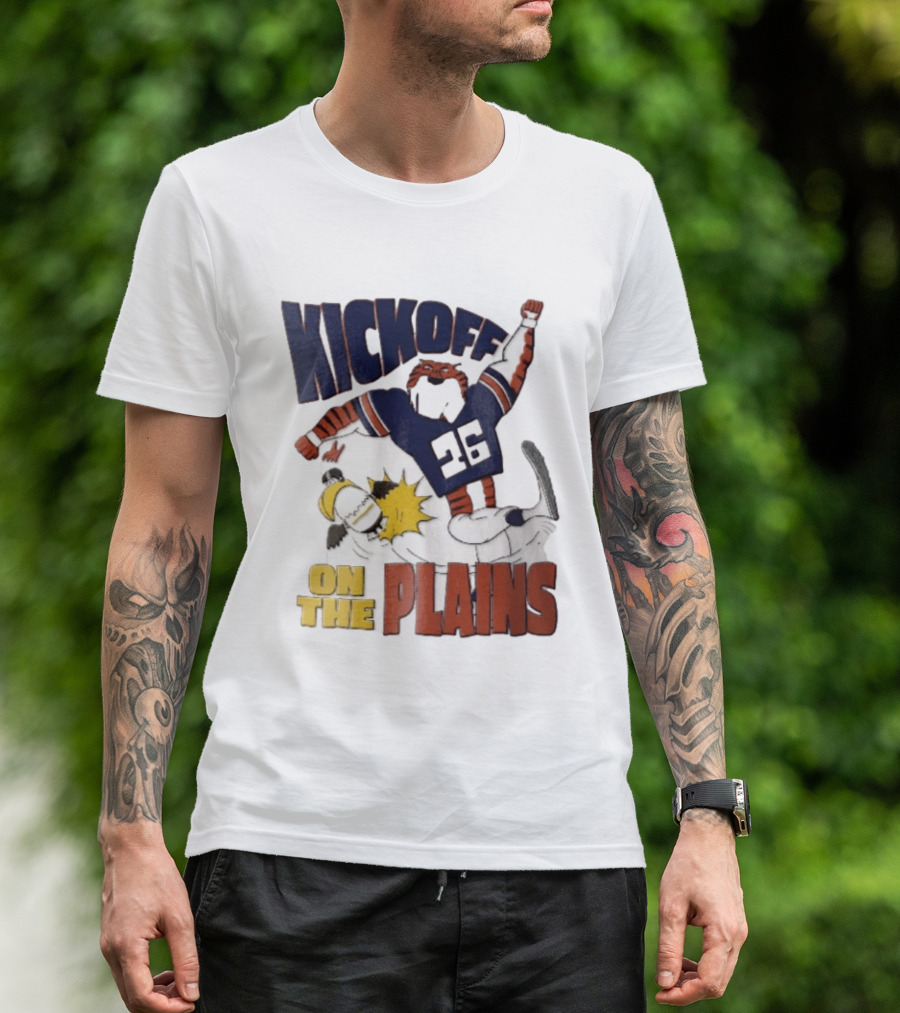 Kickoff On The Plains Auburn Tigers Southern Miss Cartoon Kicking Eagle T-Shirt