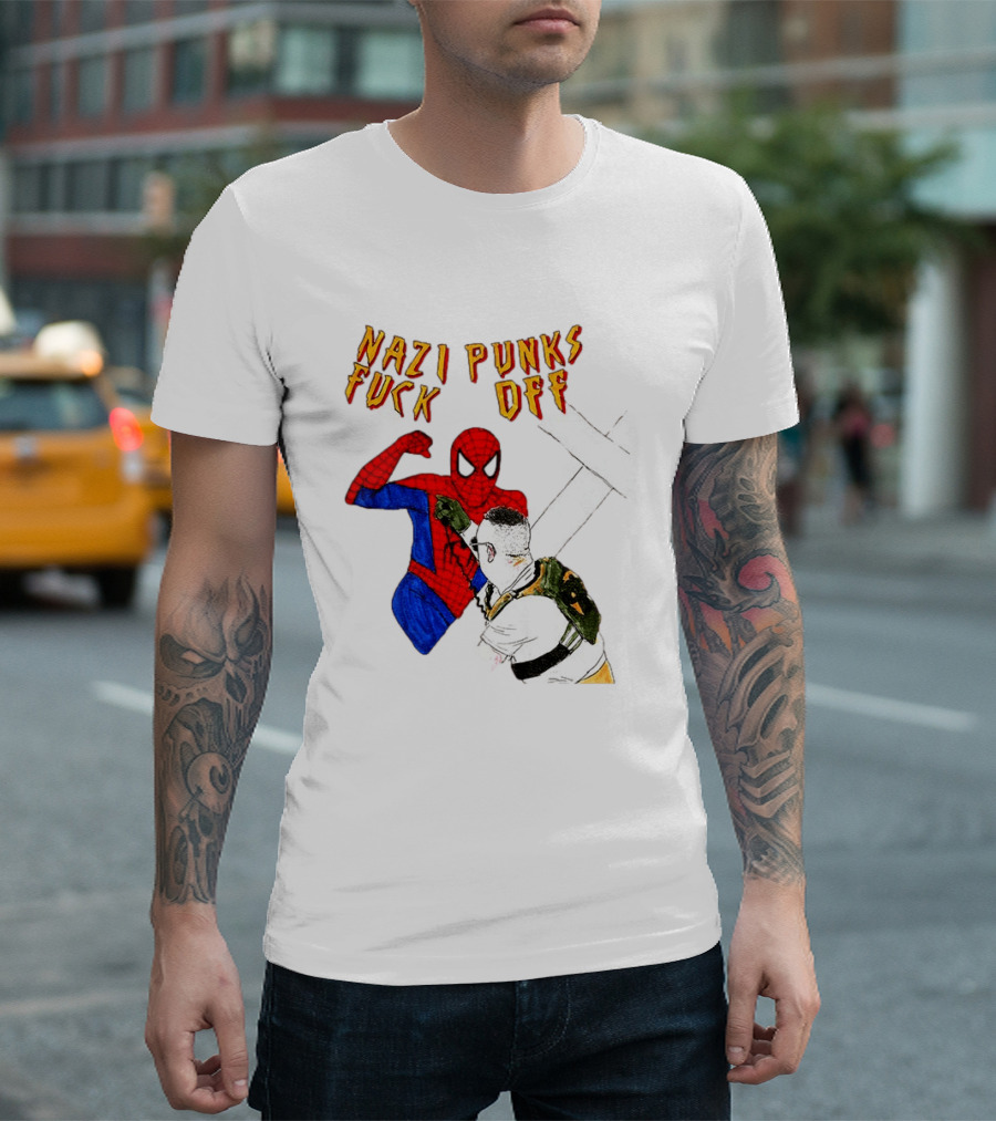 Nazi Punks Fuck Off Spider Man Punching T-Shirt