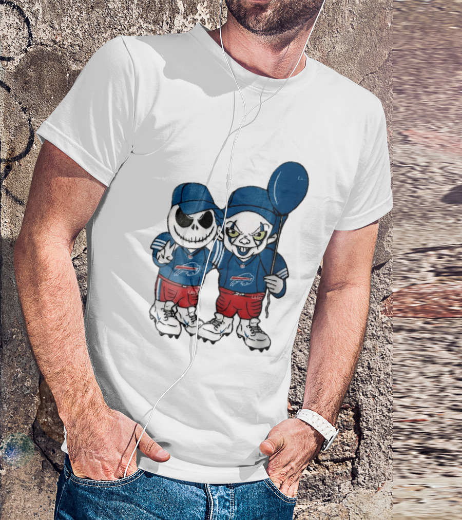 Buffalo Bills Skeleton Clown Duo With Balloon NFL Team Spirit T-Shirt