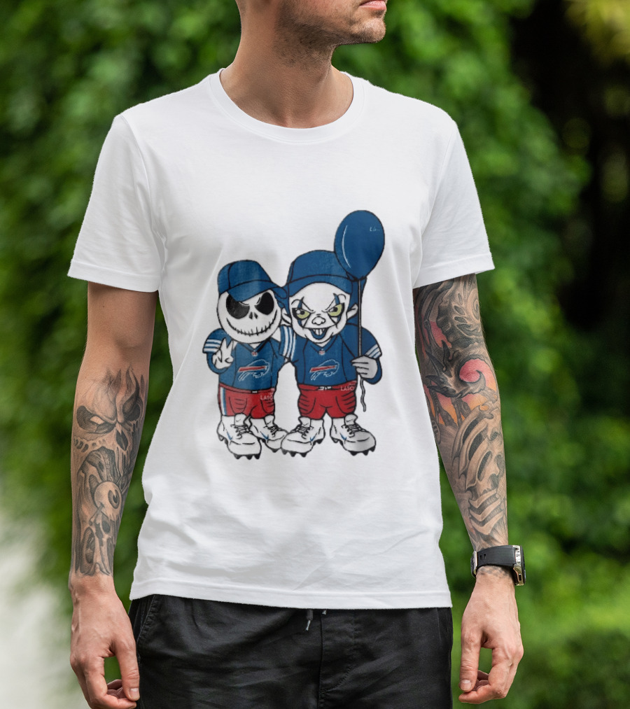 Buffalo Bills Skeleton Clown Duo With Balloon NFL Team Spirit T-Shirt