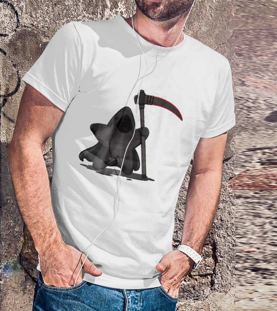 Cartoon Star Grim Reaper Cloak Red Lightsaber Scythe T-Shirt
