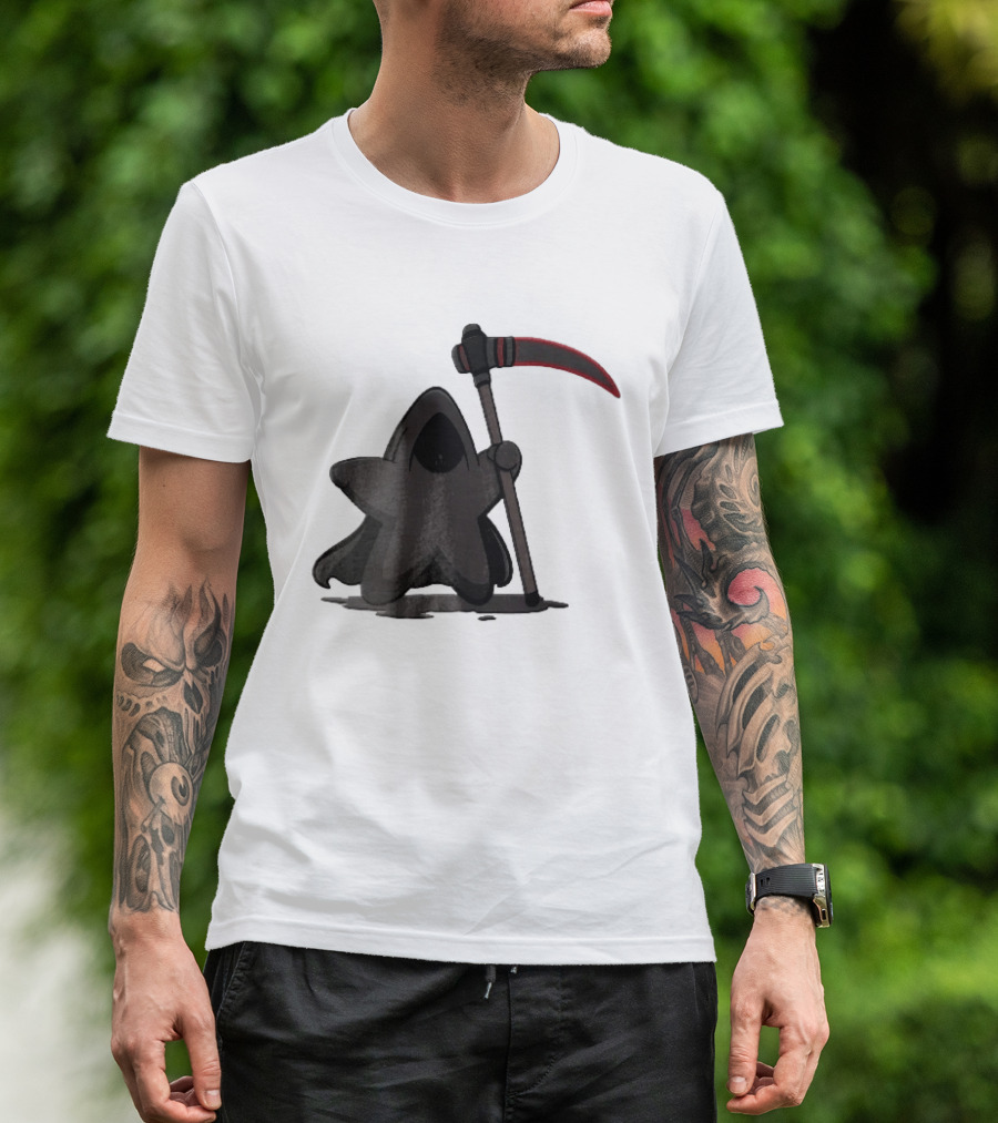 Cartoon Star Grim Reaper Cloak Red Lightsaber Scythe T-Shirt