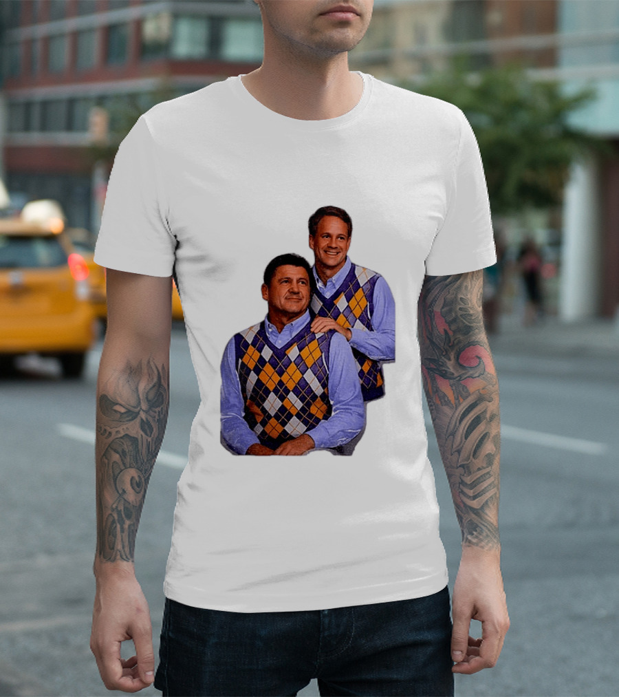 LSU Tigers Ed Orgeron Vs Kim Mulkey Argyle Sweater Coaches T-Shirt