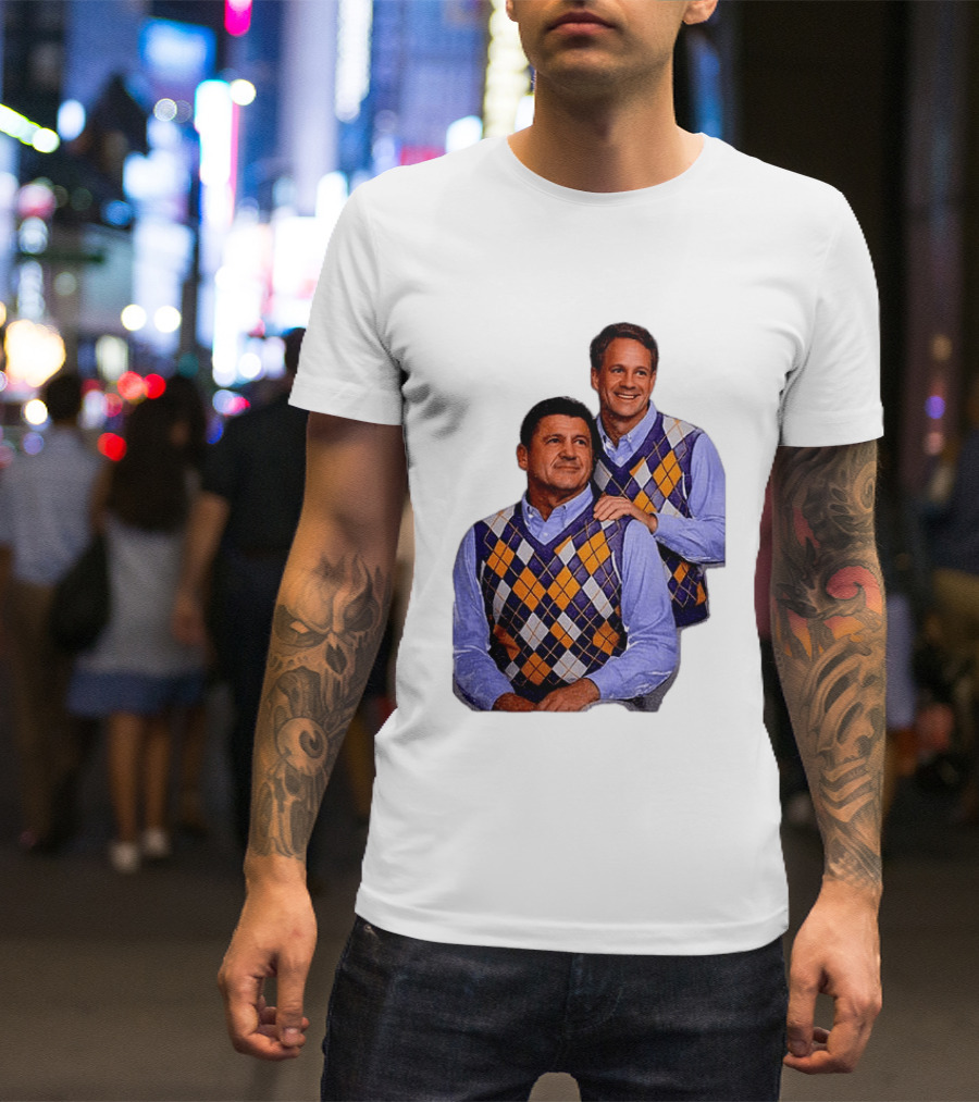 LSU Tigers Ed Orgeron Vs Kim Mulkey Argyle Sweater Coaches T-Shirt