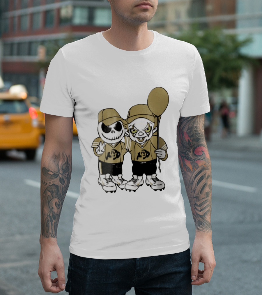 Colorado Buffaloes NCAA Jack Skellington Clown With Balloon Football T-Shirt