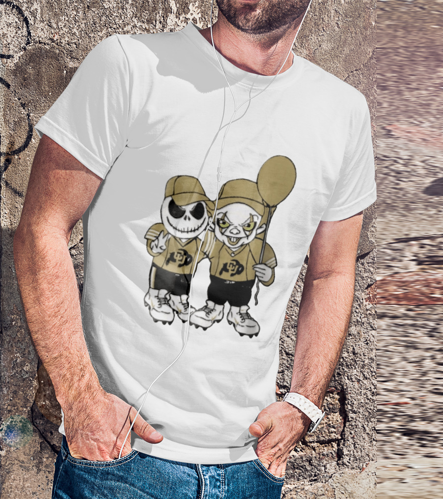Colorado Buffaloes NCAA Jack Skellington Clown With Balloon Football T-Shirt