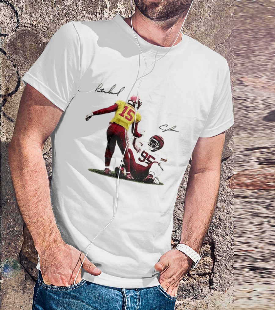 Kansas City Chiefs Mahomes 15 Jones 95 Football Player Signatures T-Shirt