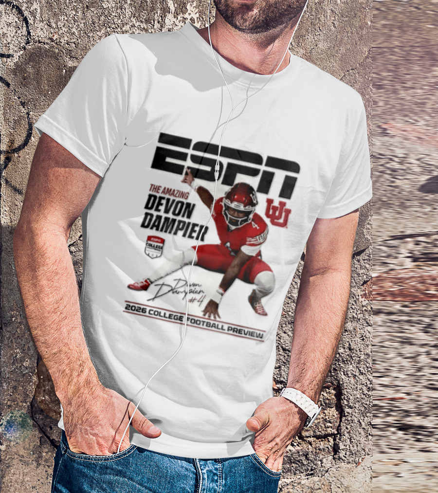 ESPN College Football 2026 Preview Devon Dampier Utah Utes T-Shirt
