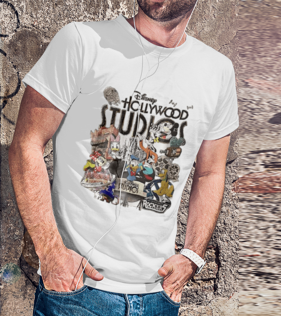 Disney Hollywood Studios G Force Records Rockers Distressed Cartoon Characters Collage T-Shirt
