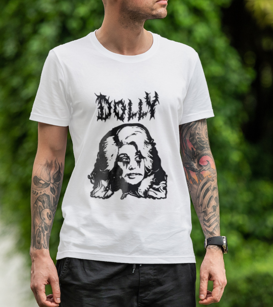 Dolly Parton Corpse Paint Bouffant Halftone Caricature T-Shirt