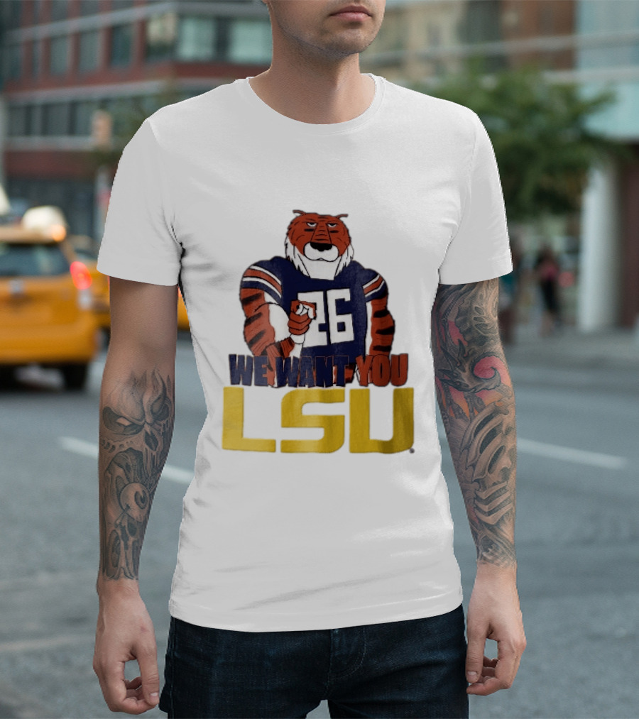 LSU Tigers We Want You Number 26 Mascot Pointing T-Shirt