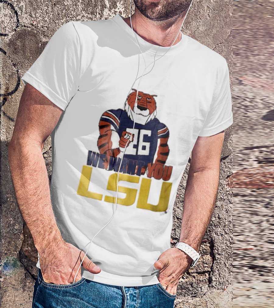 LSU Tigers We Want You Number 26 Mascot Pointing T-Shirt