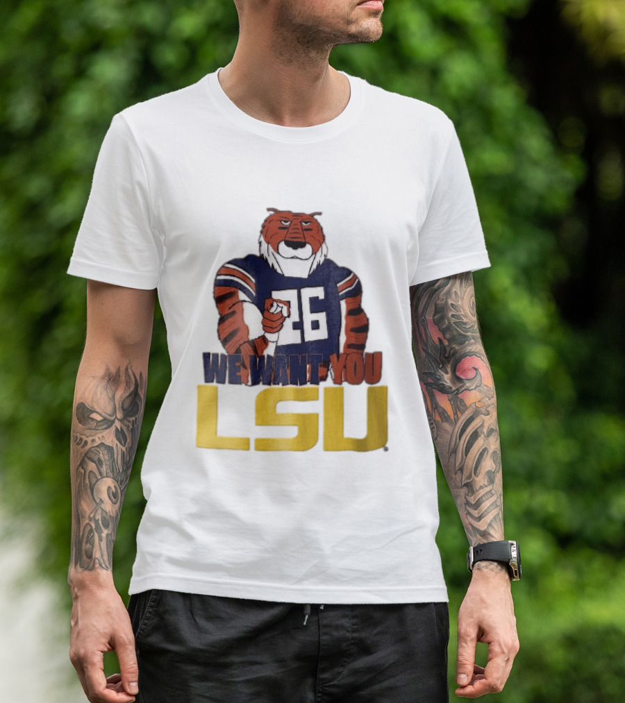 LSU Tigers We Want You Number 26 Mascot Pointing T-Shirt