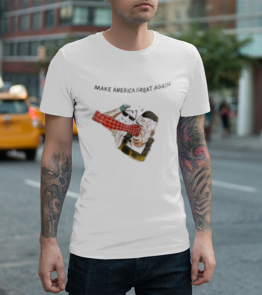 Make America Great Again Spider Man Punching Political Caricature T-Shirt