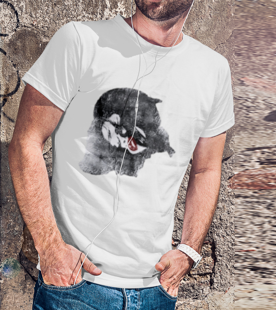 Nessa Barrett Tough Love Off The Shoulder Monochrome Red Lips Sketch T-Shirt