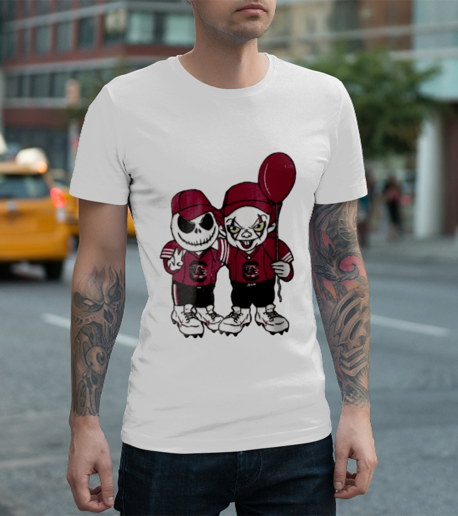 South Carolina Gamecocks NCAA Jack Skellington Pennywise Red Balloon Cartoon T-Shirt