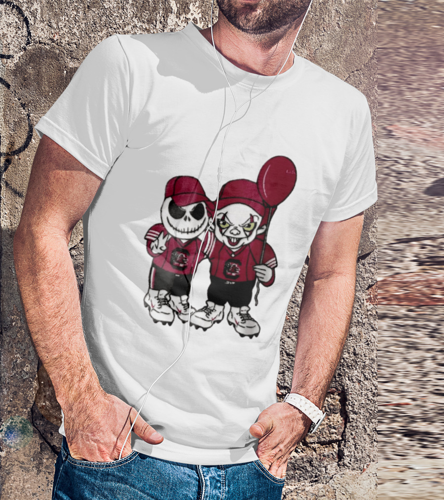 South Carolina Gamecocks NCAA Jack Skellington Pennywise Red Balloon Cartoon T-Shirt