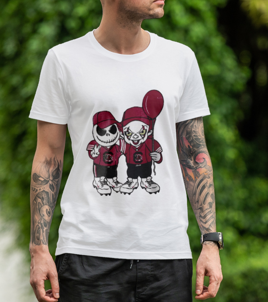 South Carolina Gamecocks NCAA Jack Skellington Pennywise Red Balloon Cartoon T-Shirt