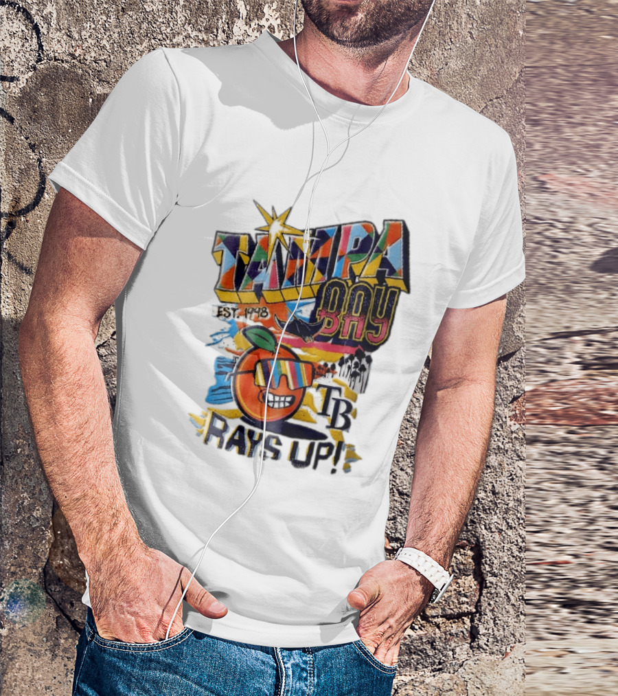 Tampa Bay Rays Est 1998 Cartoon Orange Sunglasses Palm Trees Stingray Rays Up T-Shirt