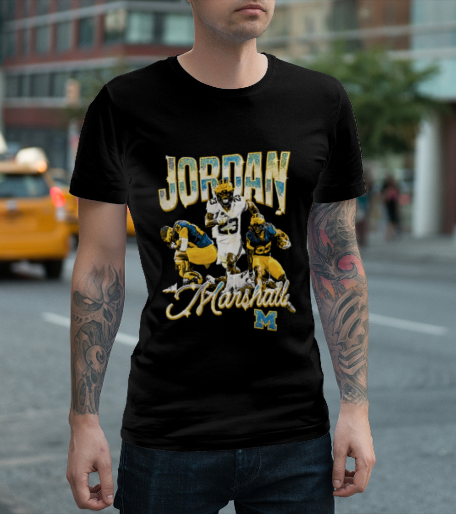 Jordan Marshall Michigan Wolverines Football Collage T-Shirt