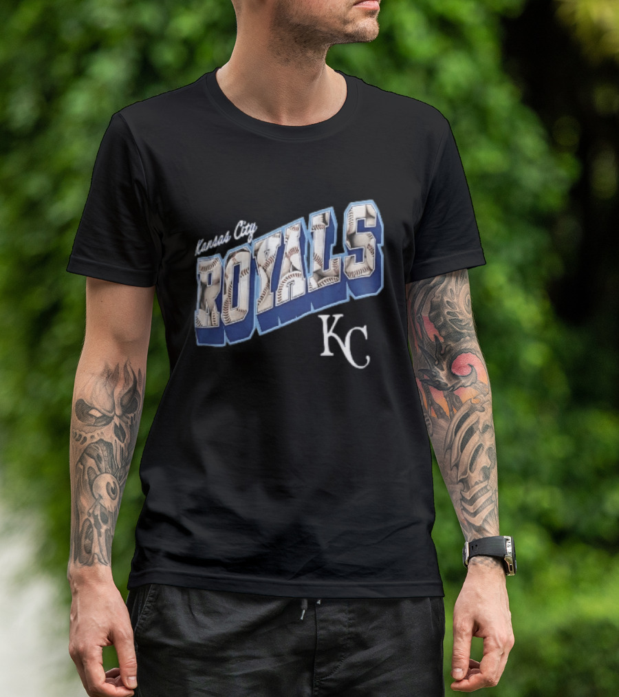 Kansas City Royals Baseball 3D Block KC T-Shirt