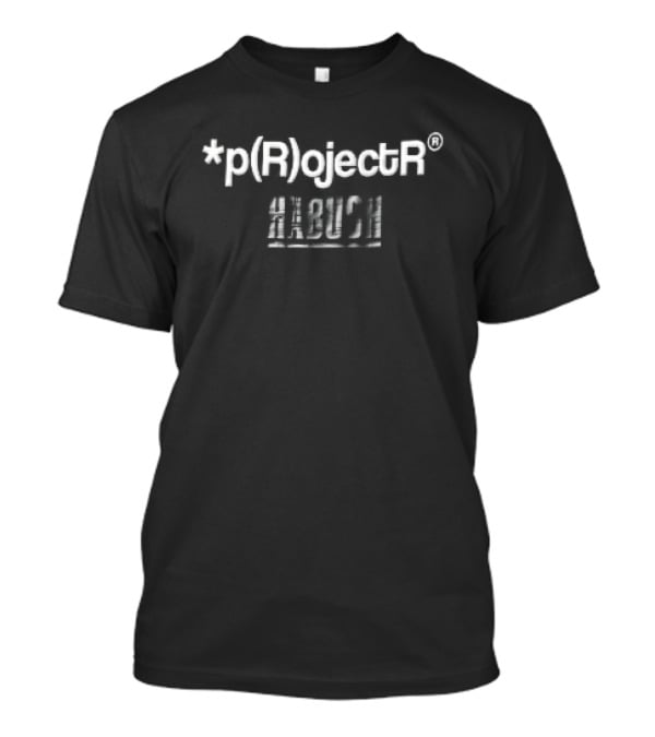Projectr Habush White Cracked Block Font Black Distressed T-Shirt