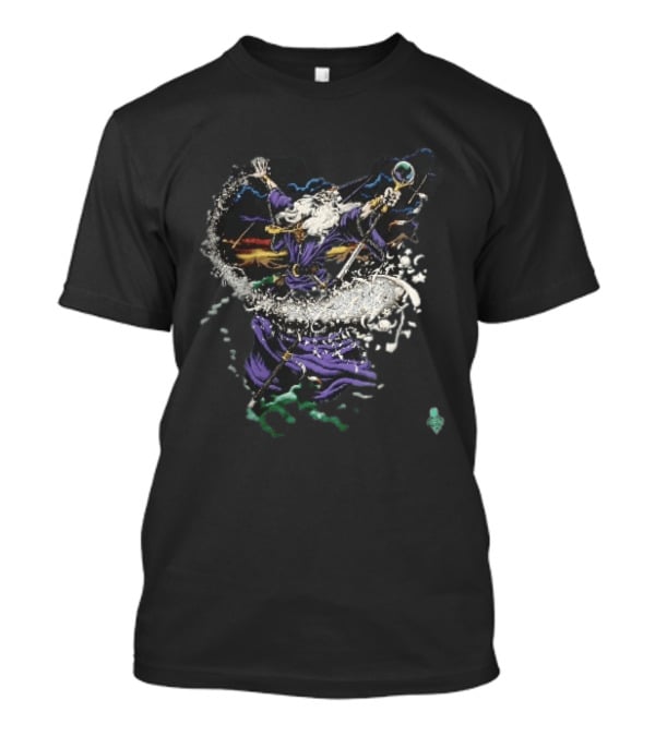 Liquid Blue 1994 Wizard Casting Magic Stars Celestial Staff T-Shirt