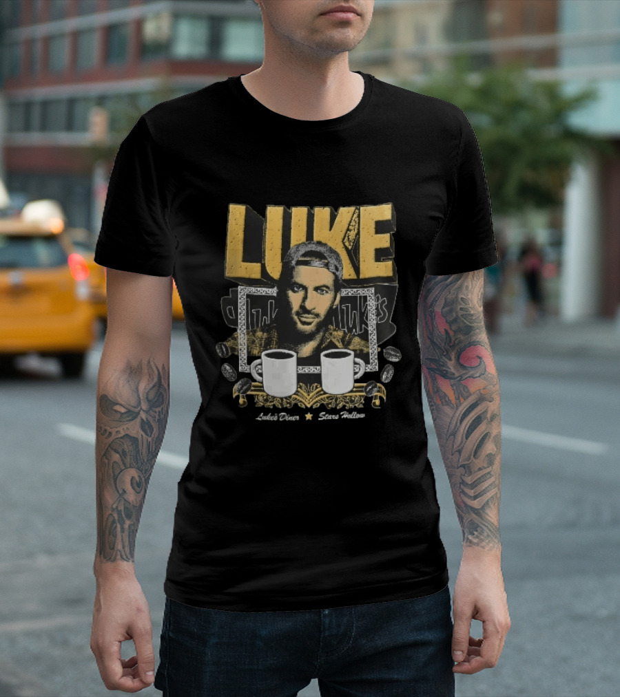 Luke's Diner Stars Hollow Backward Cap Coffee S Halftone Bootleg T-Shirt
