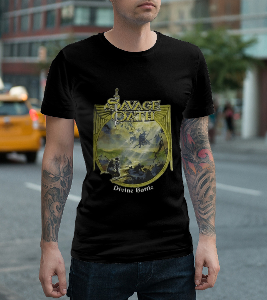 Savage Oath Divine Battle Ghostly Cavalry And Wounded Kneeling Knight T-Shirt