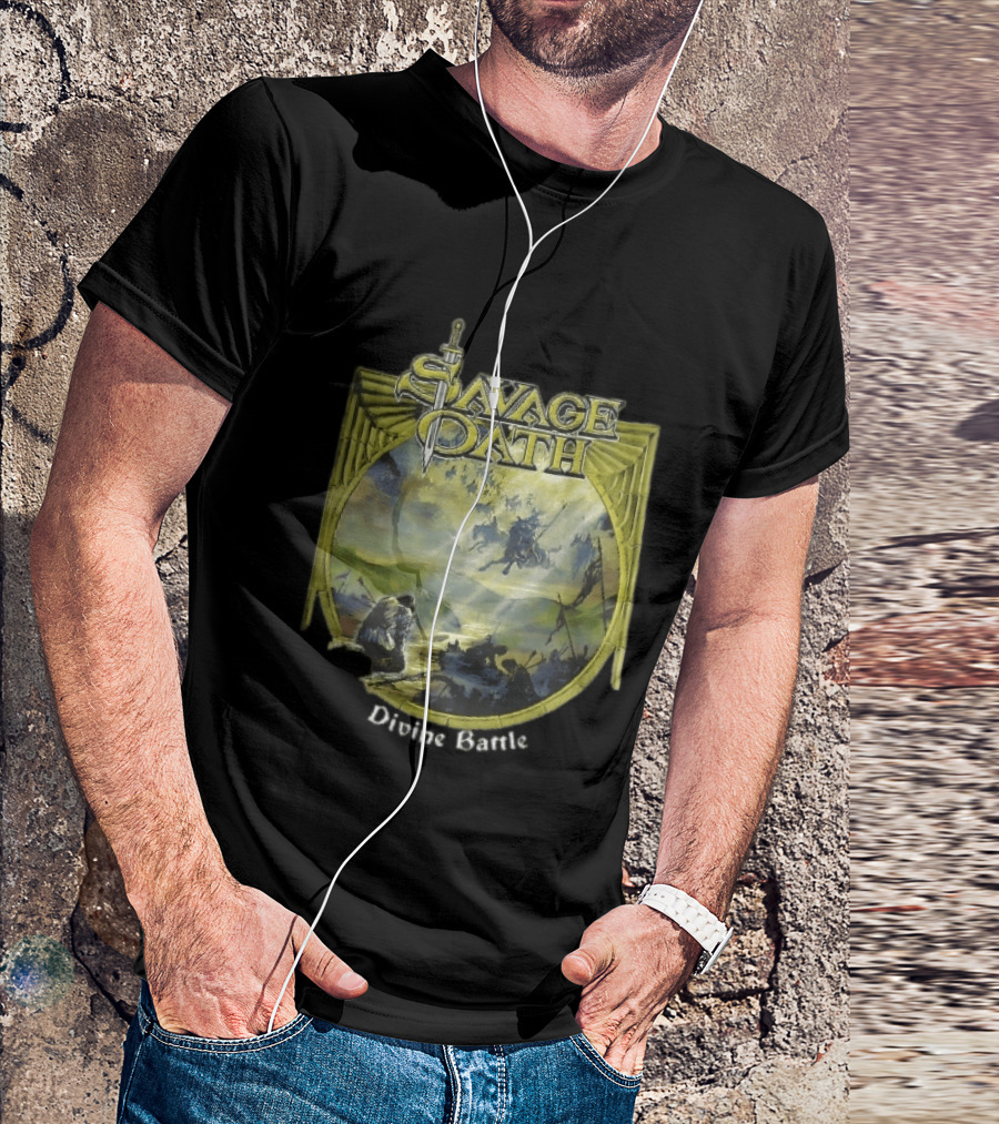 Savage Oath Divine Battle Ghostly Cavalry And Wounded Kneeling Knight T-Shirt