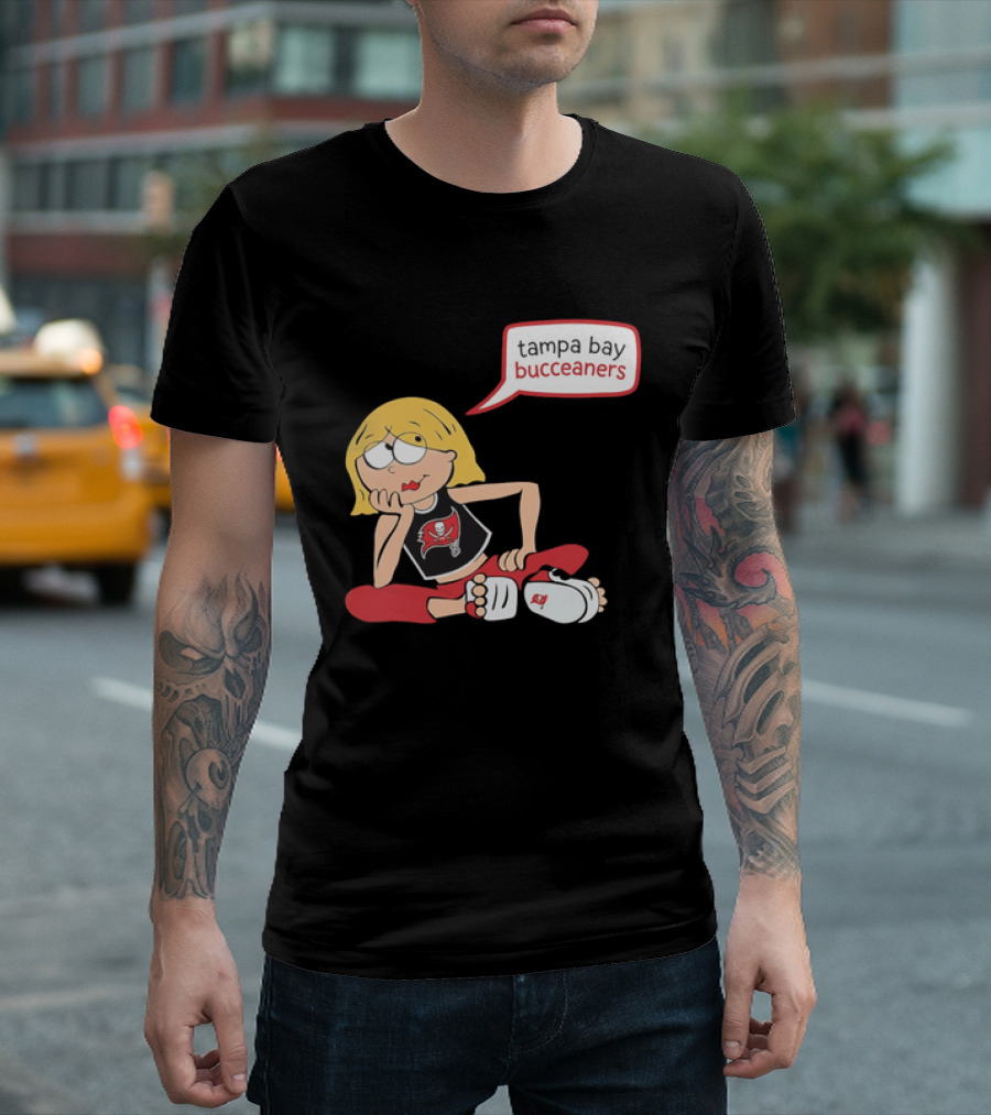 Tampa Bay Buccaneers Cartoon Blonde Girl Speech Bubble Red Pants T-Shirt