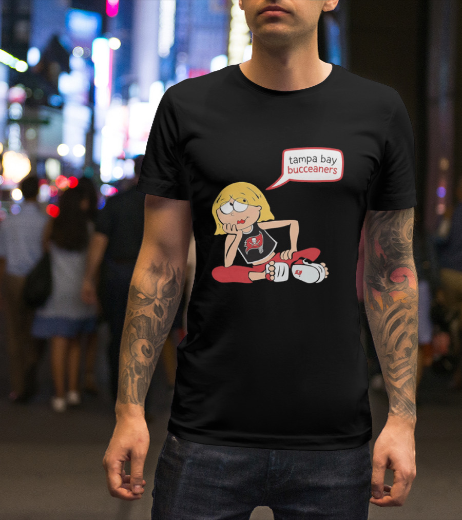 Tampa Bay Buccaneers Cartoon Blonde Girl Speech Bubble Red Pants T-Shirt