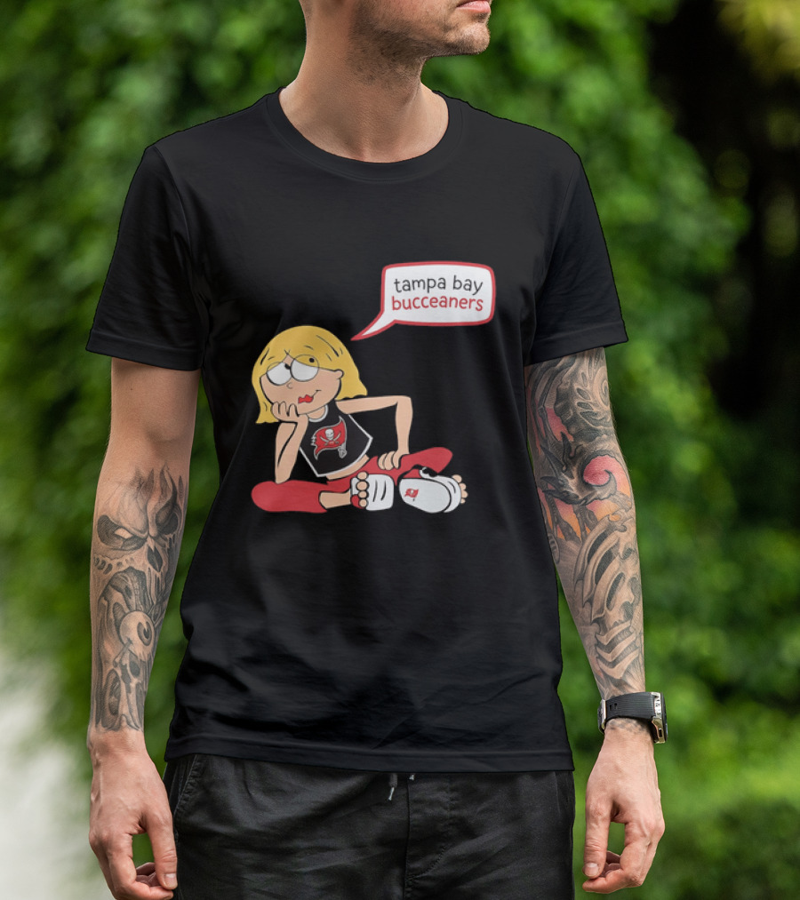Tampa Bay Buccaneers Cartoon Blonde Girl Speech Bubble Red Pants T-Shirt