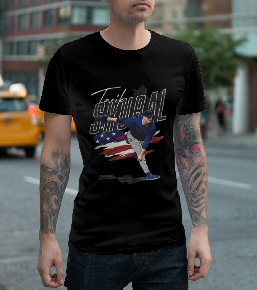 Tarik Skubal Pitching American Flag Baseball Player T-Shirt