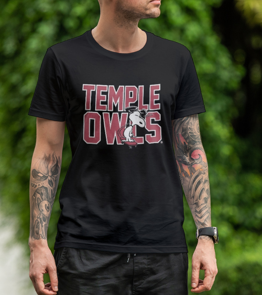 Temple Owls NCAA Snoopy Skateboarding Sunglasses T-Shirt