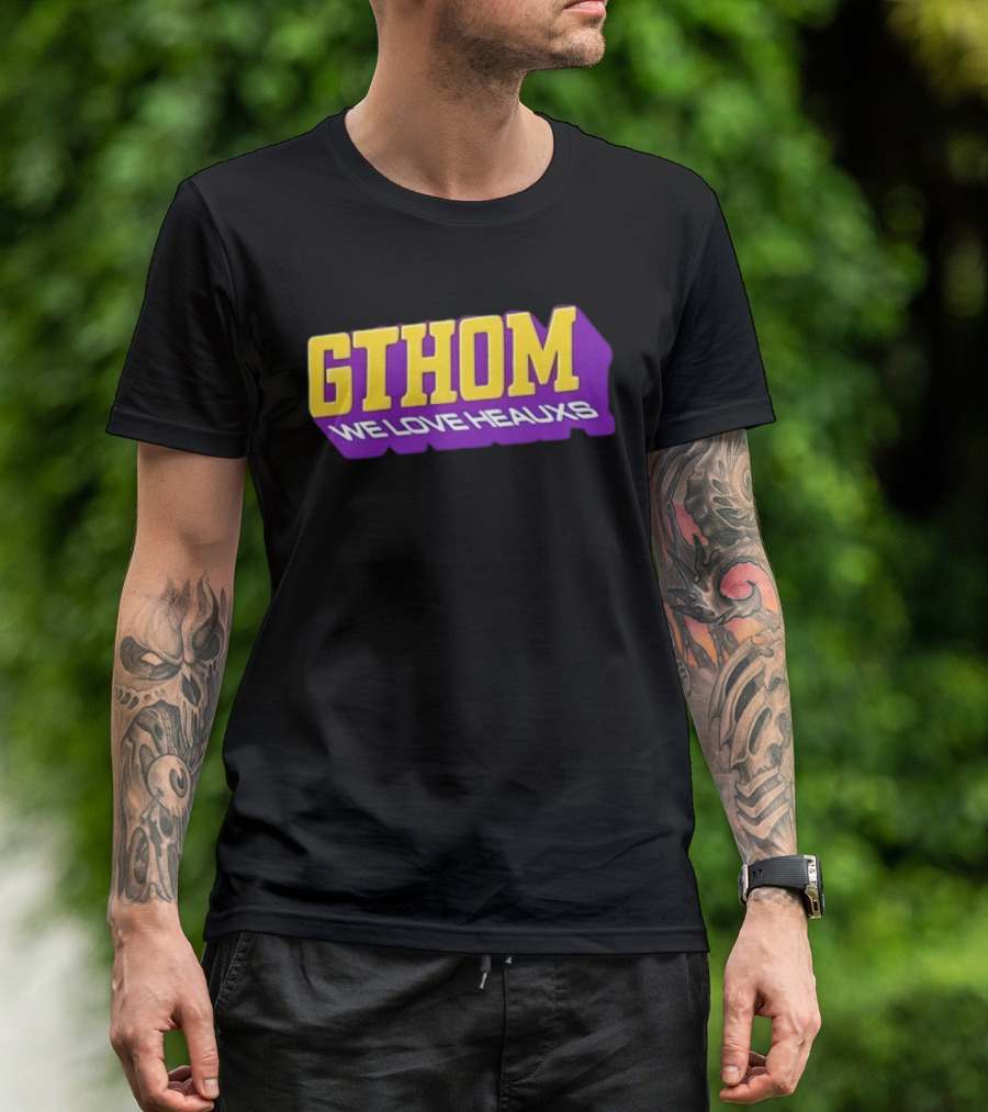 GTHOM We Love Heauxs Purple And Yellow Block Letters T-Shirt